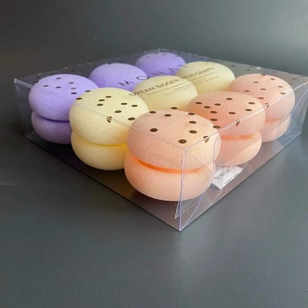Monat Dream Bigger Macaron Sleep In Foam Rollers Sponge NWT Purple Yellow Pink
